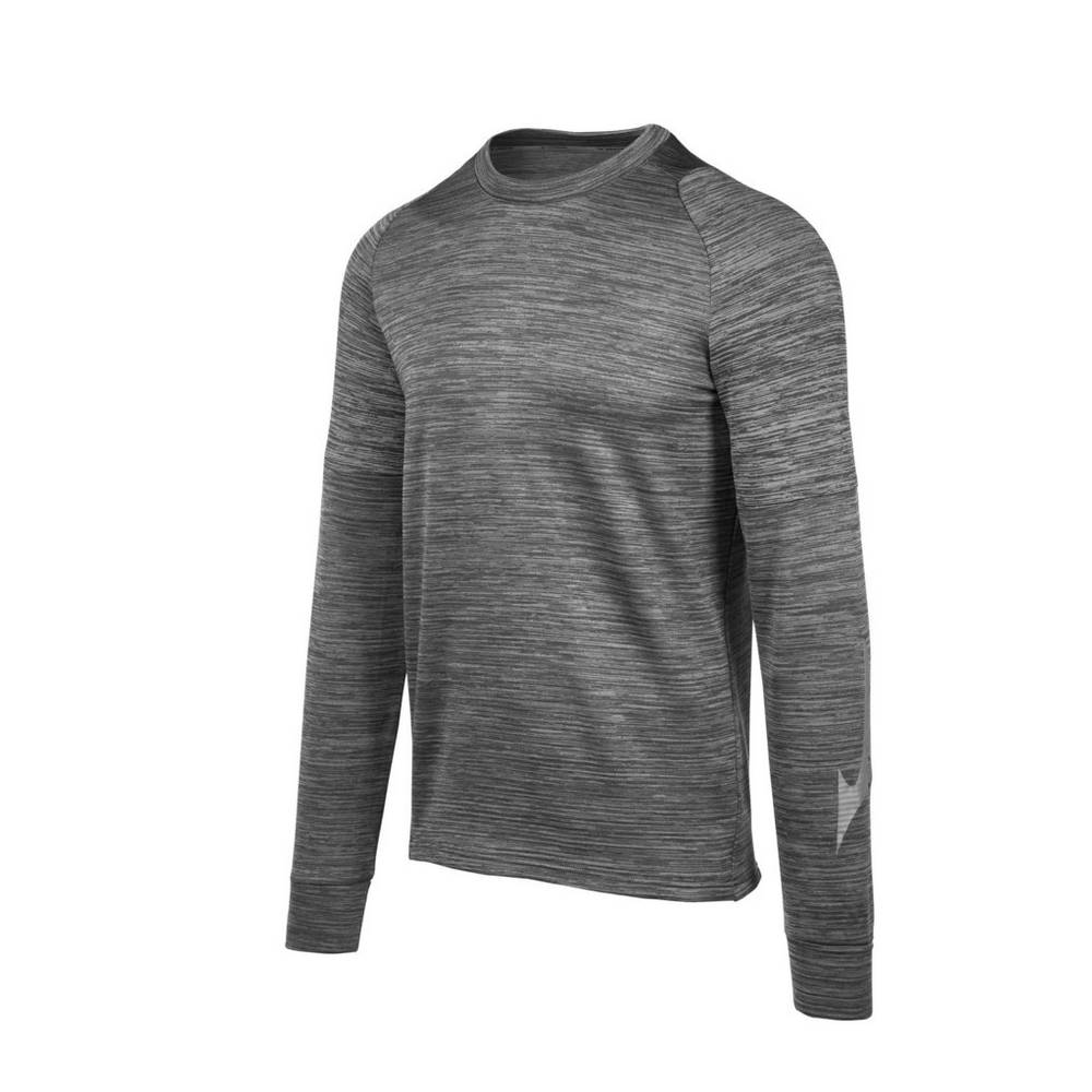 Mizuno Velocity Long Sleeve Crew - Erkek Tişört - Gri Türkiye (GYHCIK-374)